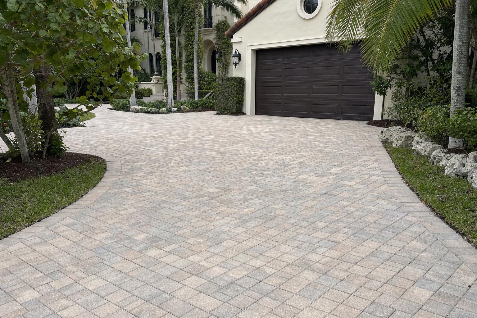 Illustrative image of paver driveway installation work